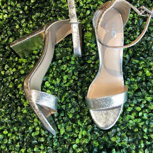 Mixit Crushed Silver Block Heel
